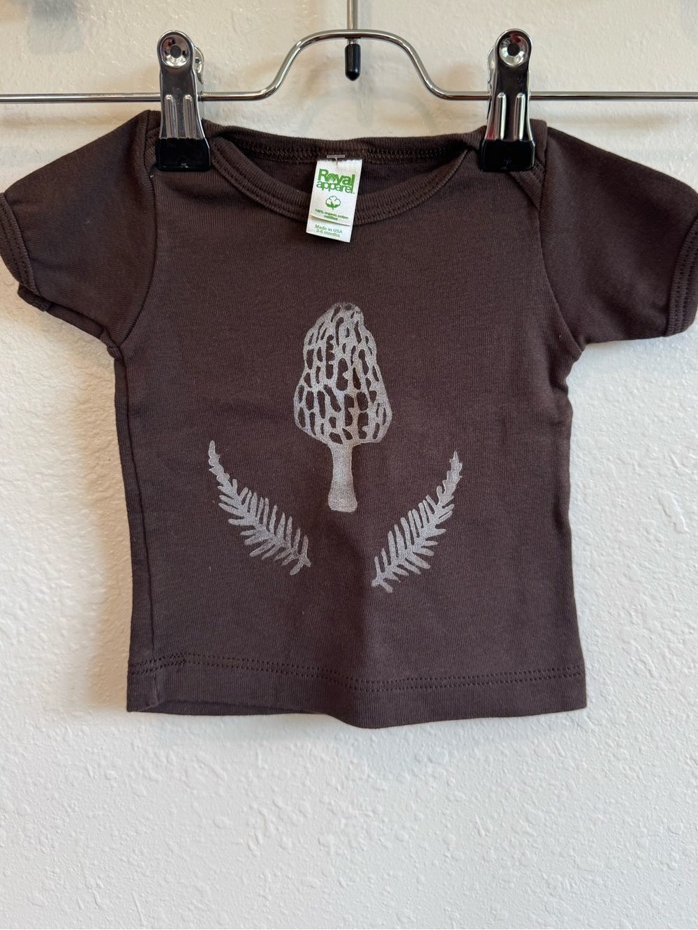 Royal Apparel 3-6 Mo Baby T with Hand-Stamped Morrel Mushroom & Fern 🍄‍🟫🌿